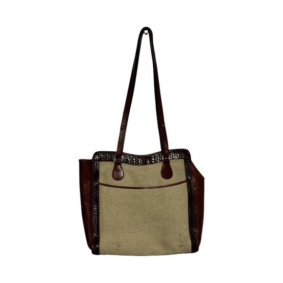 Brahmin Embossed Leather & Woven Shoulder Bag - Picture 2 of 8